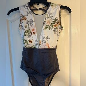 Floral and Gray Women's Bodysuit